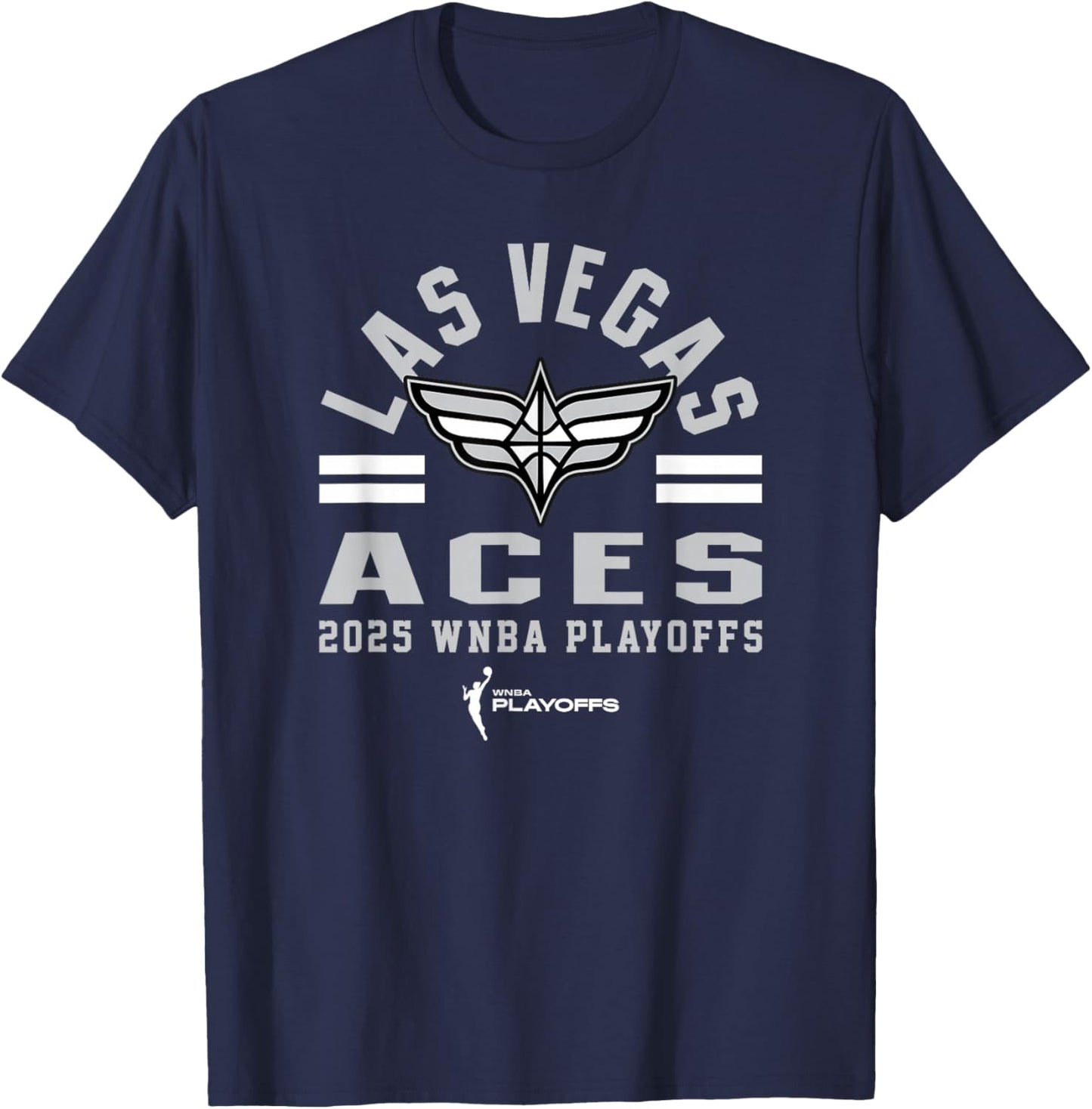 WNBA Official Las Vegas Aces 2025 Playoffs Worlds Collide T-Shirt - T-Shirt | Navy