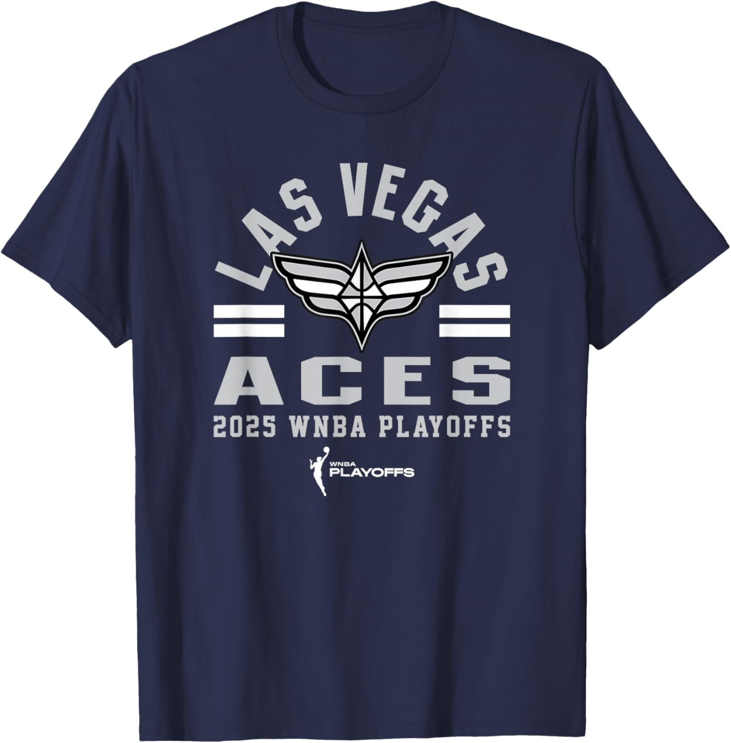 WNBA Official Las Vegas Aces 2025 Playoffs Worlds Collide T-Shirt - T-Shirt | Navy