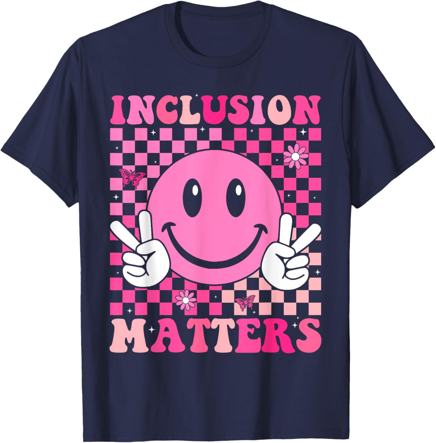 Inclusion Matters Groovy Special Education Teacher T-Shirt - T-Shirt | Navy