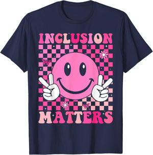 Inclusion Matters Groovy Special Education Teacher T-Shirt - T-Shirt | Navy