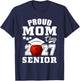 Proud Mom Class Of 2027 Senior 2027 Bowling Graduate T-Shirt - T-Shirt | Navy
