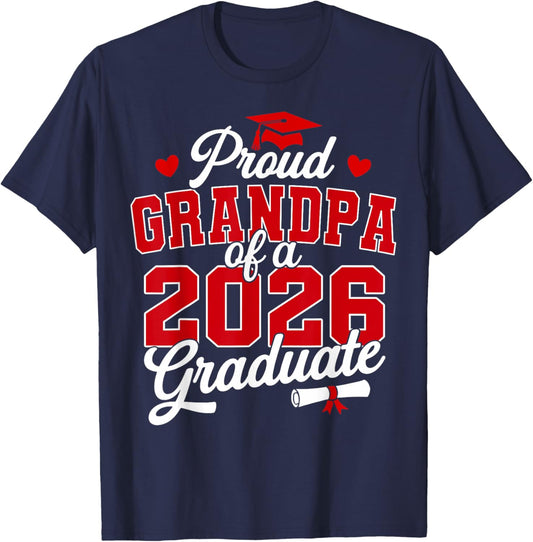 Proud Grandpa of a Class of 2026 Graduate Senior Graduation T-Shirt - T-Shirt | Navy