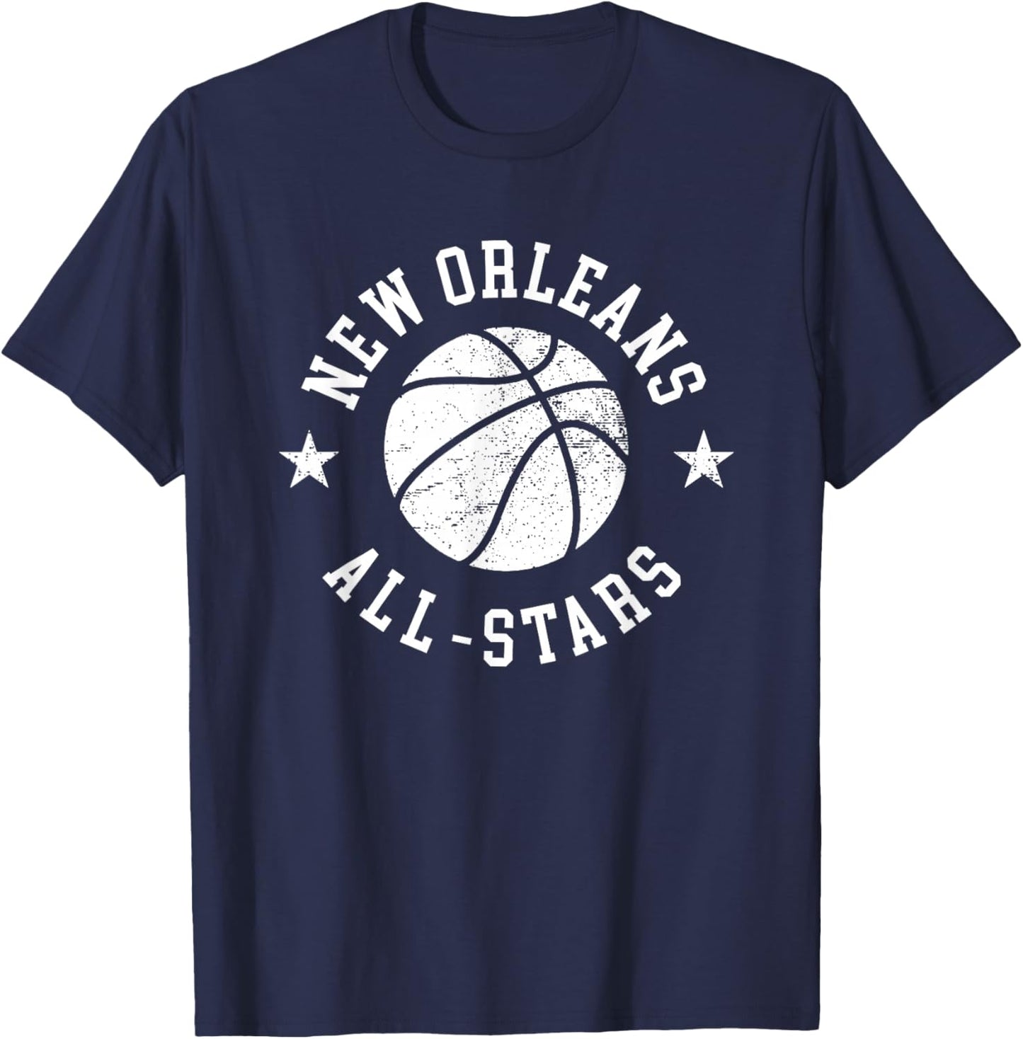 New Orleans Vintage All-Stars Retro 80s Basketball T-Shirt - T-Shirt | Navy