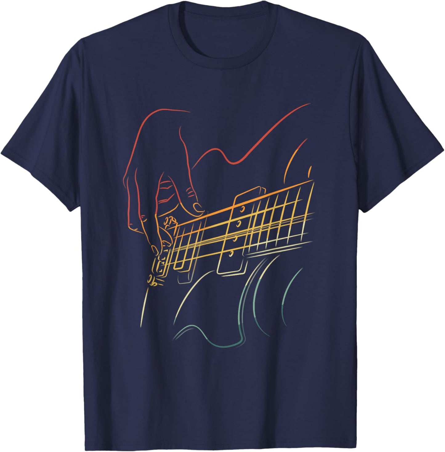 Men Playing Guitar Retro Vintage Music Lover Guitarist T-Shirt - T-Shirt | Navy