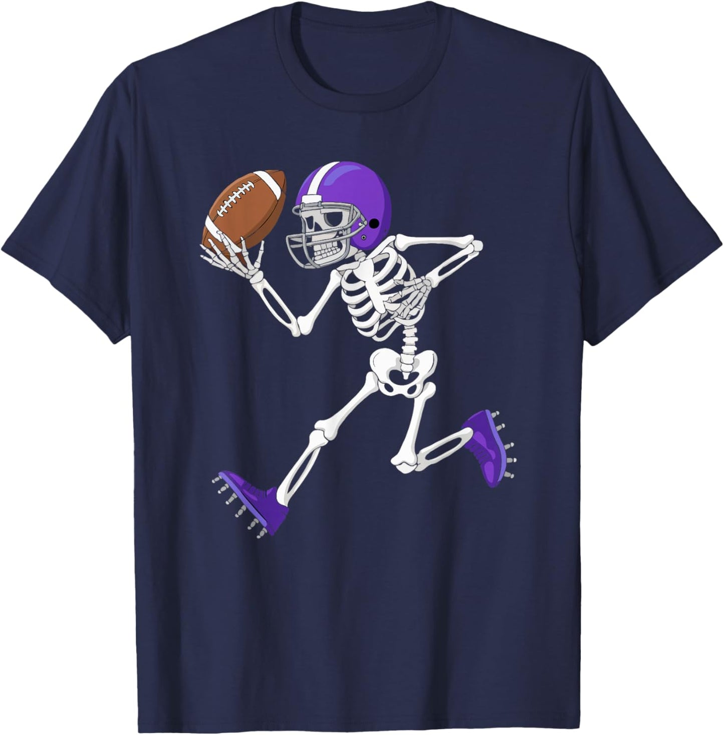 American Football Skeleton Player Funny Halloween Men Boys T-Shirt - T-Shirt | Navy