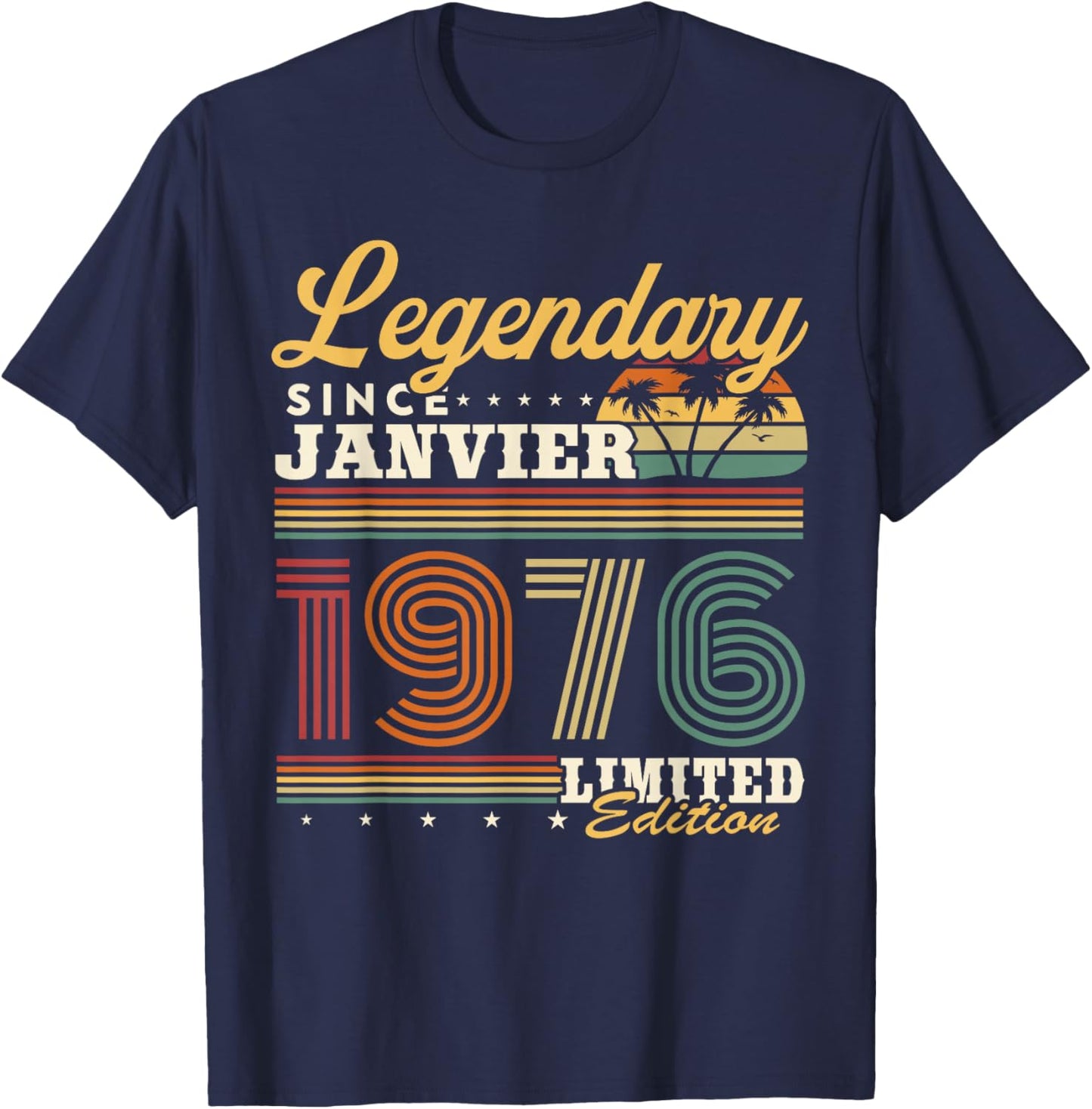Vintage Birthday Gift 50 Years Born in January 1976 T-Shirt - T-Shirt | Navy