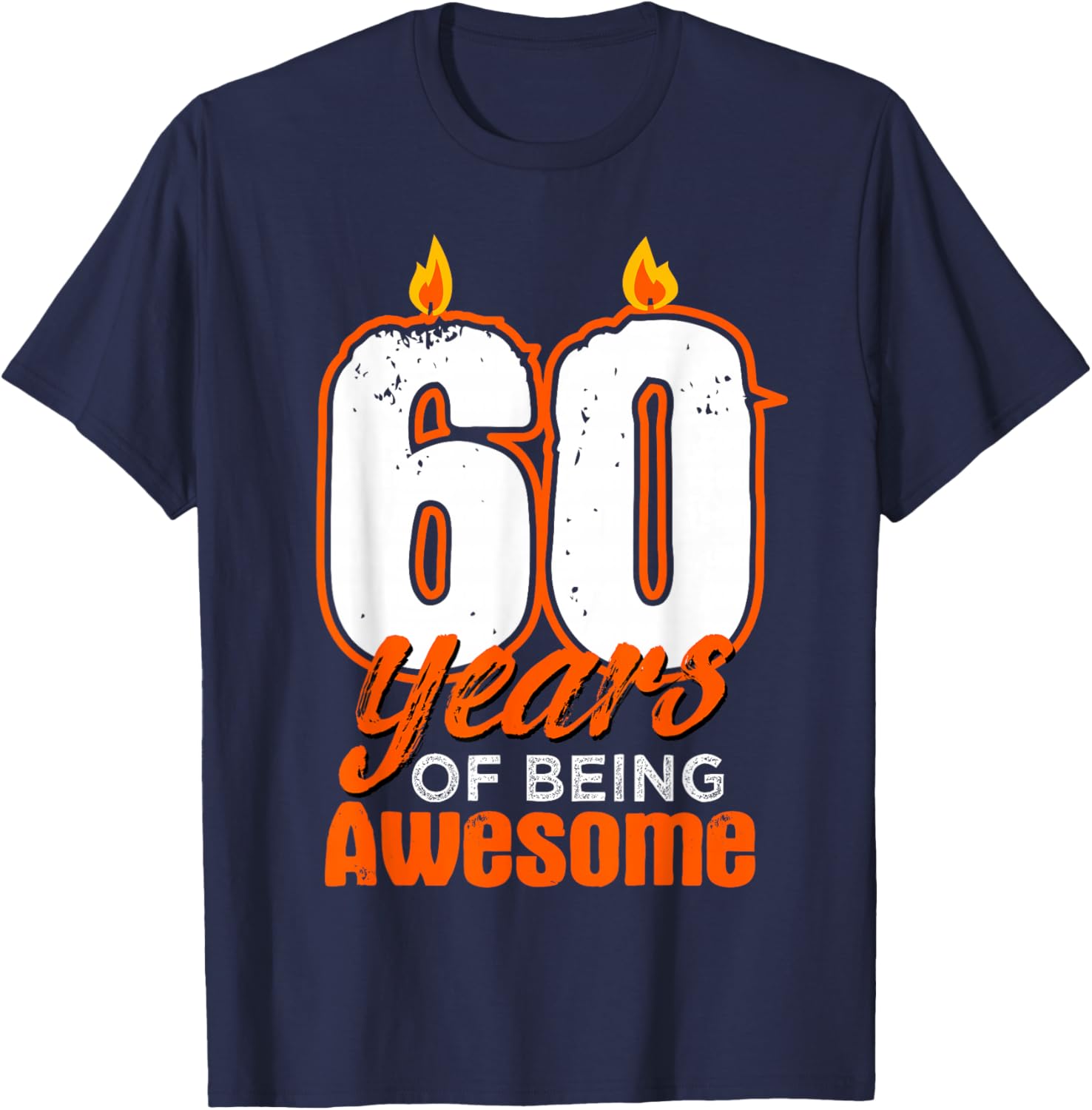 Candle 60 Birthday Party Wishes Cake Decoration Candlelight T-Shirt - T-Shirt | Navy