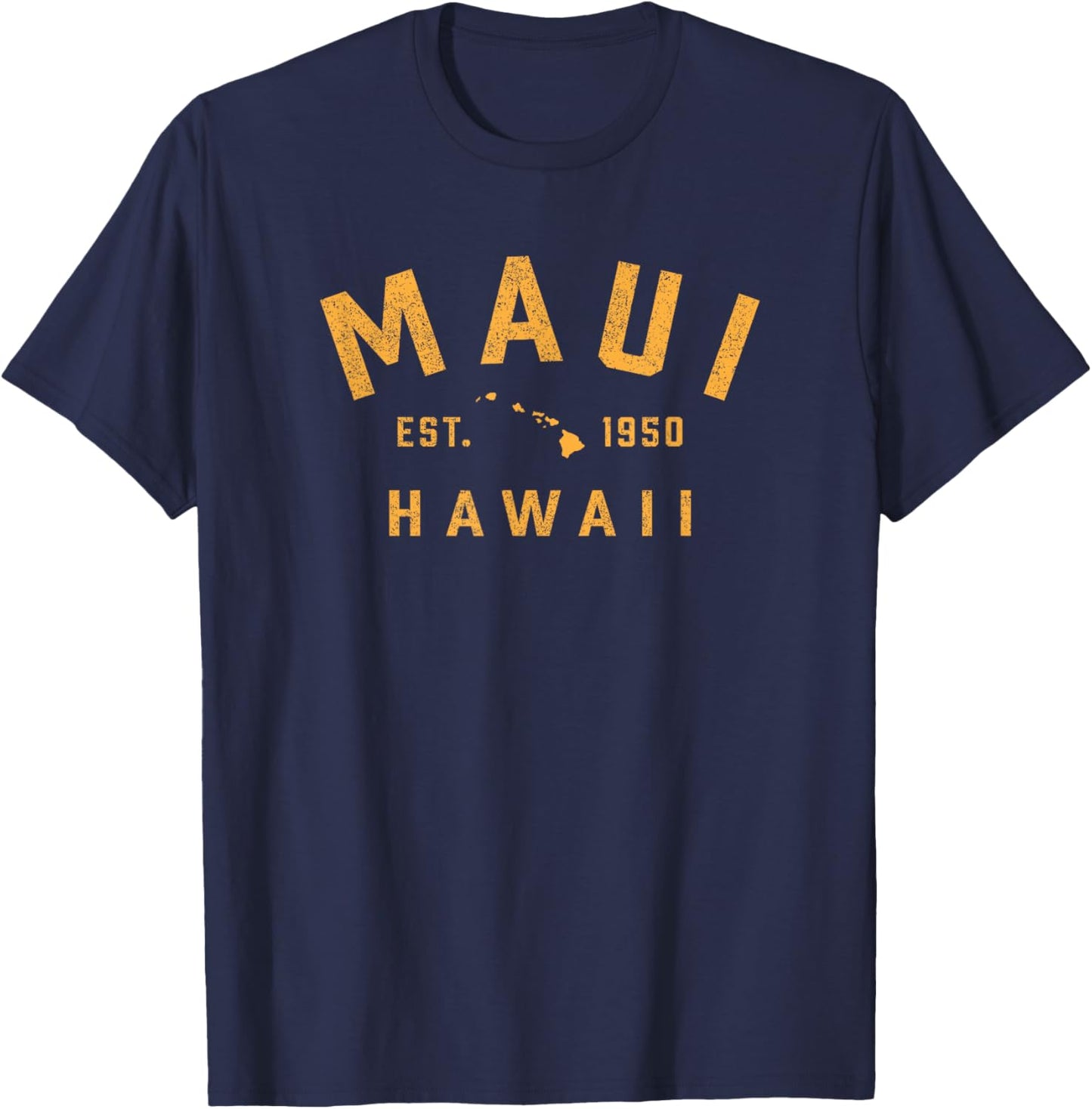 Vintage Maui Hawaii Vacation Souvenir Hawaiian T-Shirt - T-Shirt | Navy