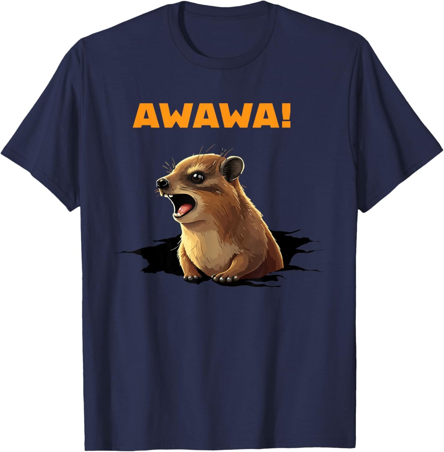 Rock Hyrax Lover Awawa Funny Groundhog Dassi T-Shirt - T-Shirt | Navy