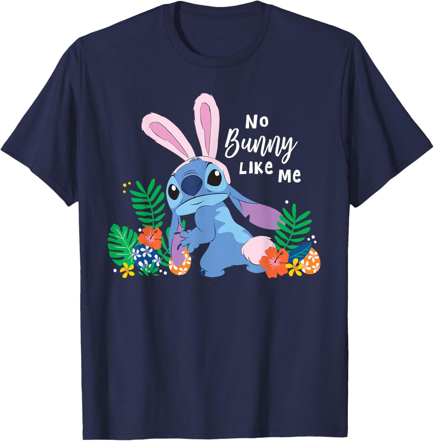Disney Stitch No Bunny Like Me Tropical Spring Easter Eggs T-Shirt - T-Shirt | Navy