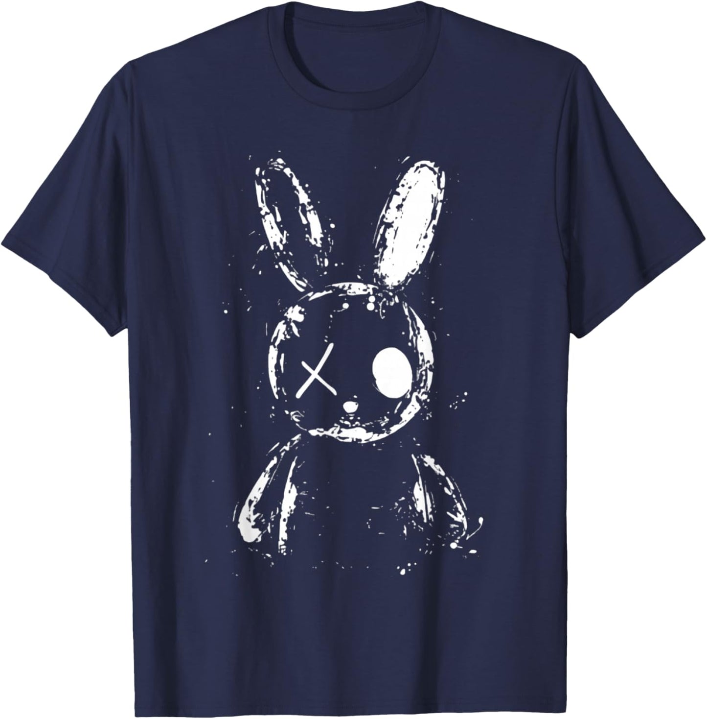 Cute Creepy Bunny Rabbit Grunge Horror Aesthetic Alt Goth T-Shirt - T-Shirt | Navy
