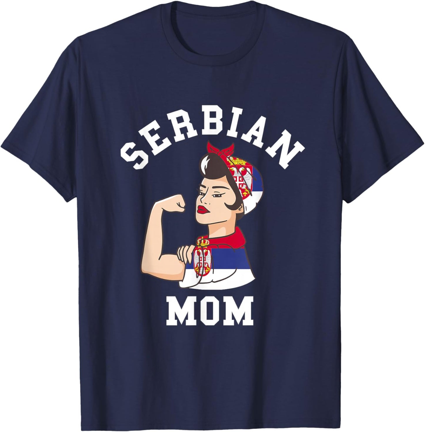 Serbia Flag Serbia Mama Pride Roots Mother T-Shirt - T-Shirt | Navy