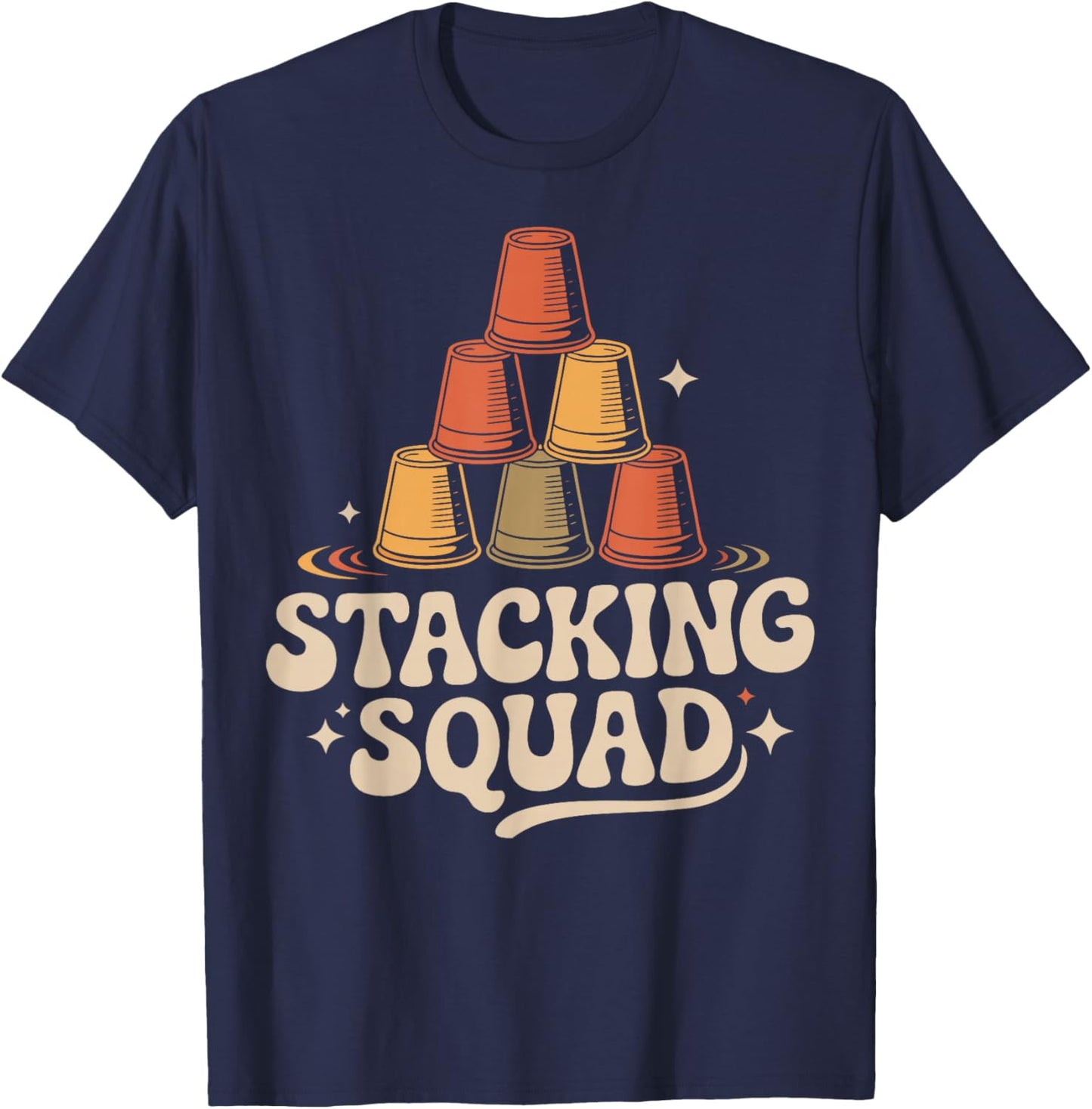 Retro Sport Stacking Speed Stacking Cup Stacker T-Shirt - T-Shirt | Navy