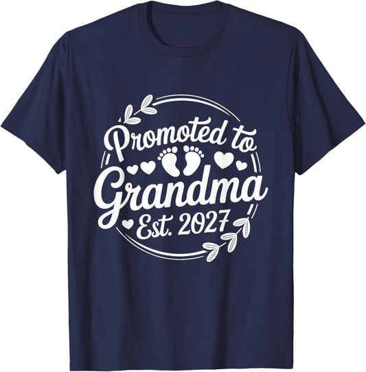 Promoted to Grandma Est. 2027 T-Shirt - T-Shirt | Navy
