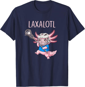 Funny Lacrosse Lax Laxalotl Axolotl Lacrosse Player Kids T-Shirt - T-Shirt | Navy