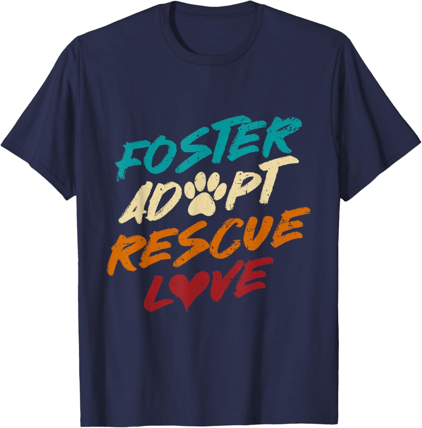 Retro Dog Rescue Foster Adopt Rescue Love T-Shirt - T-Shirt | Navy