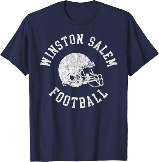 Winston-salem Football Throwback Football Helmet Retro T-Shirt - T-Shirt | Navy