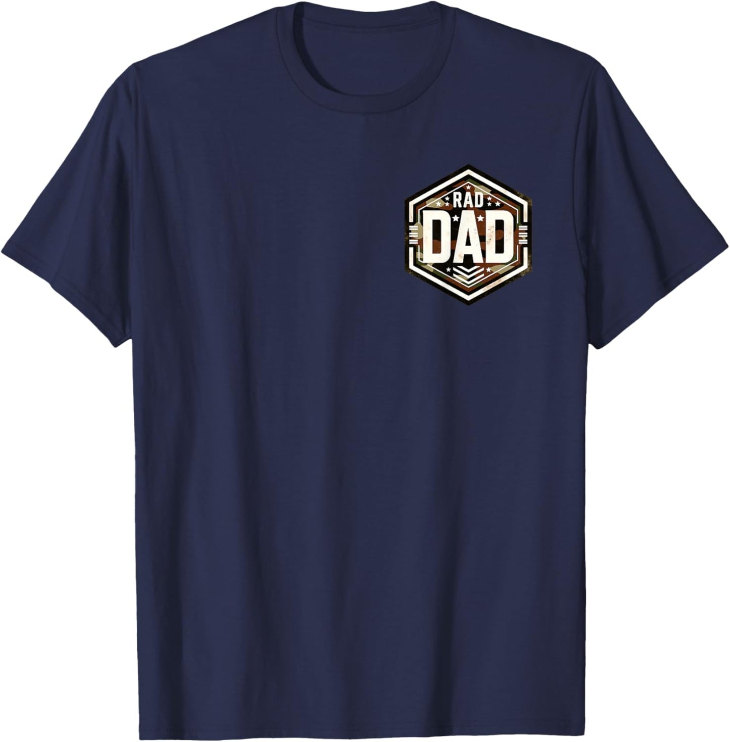 Camo Rad Dad Retro Camouflage Daddy Father's Day 2 Sides T-Shirt - T-Shirt | Navy