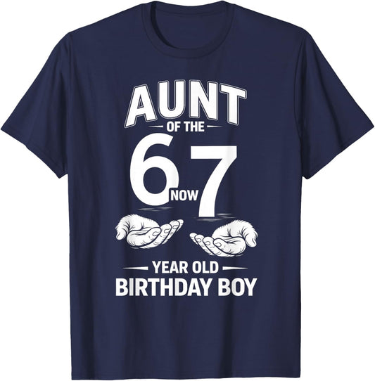 7 Year Old Birthday I was 6 Now I'm 7 67 Meme Aunt T-Shirt - T-Shirt | Navy