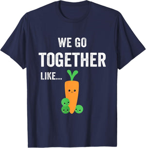 Carrot and Green Bean Peas for Teen BFFs Matching Couples T-Shirt - T-Shirt | Navy