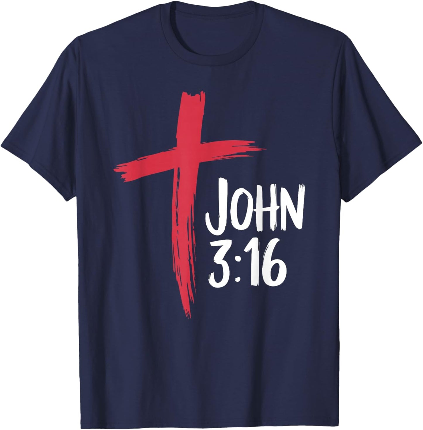 John 3:16 Distressed Cross Graphic T-Shirt - T-Shirt | Navy
