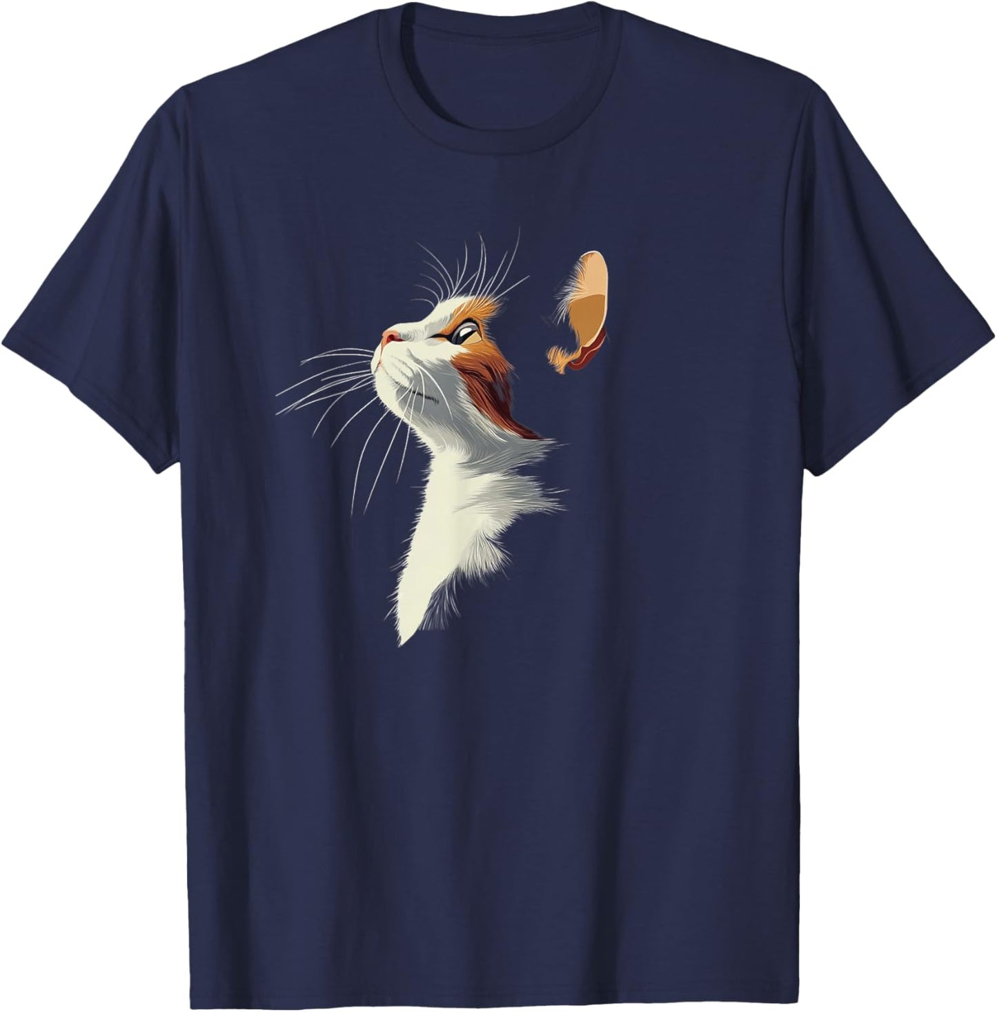 Beautiful Girls Illustration Art Calico Cat Lover T-Shirt - T-Shirt | Navy