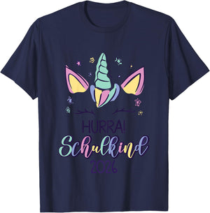 First Day of School Girls Unicorn School Child 2026 T-Shirt - T-Shirt | Navy