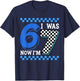 Birthday Blue Checkered I was 6 Now I'm 7 for Boy Kids T-Shirt - T-Shirt | Navy