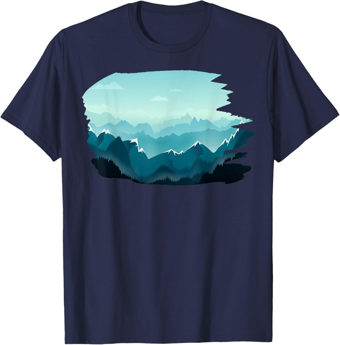 Timeless Mountain, Nature Trees and Forest T-Shirt - T-Shirt | Navy