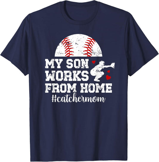 Funny Baseball Catcher Mom Of A Baseball Catcher Mother T-Shirt - T-Shirt | Navy