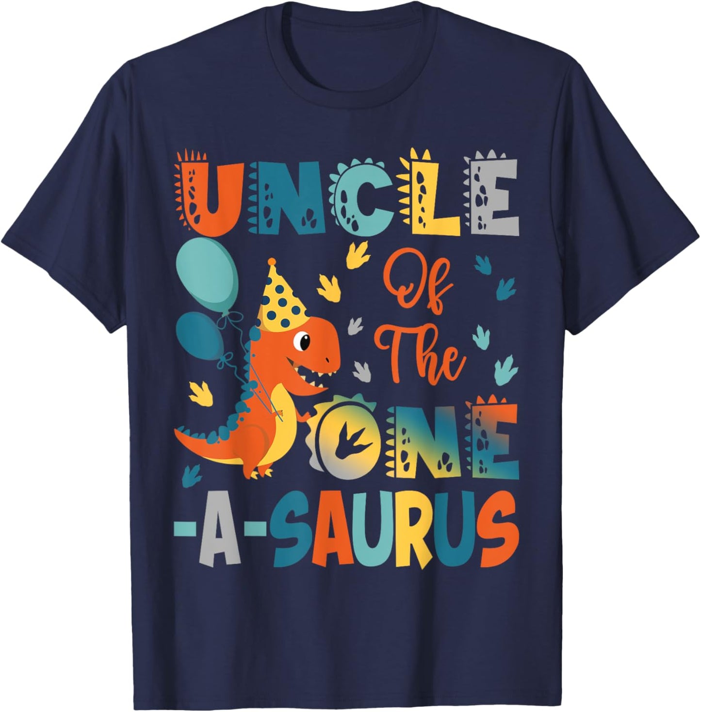 Uncle Of The One-A-Saurus 2Nd Birthday Dinosaur Party T-Shirt - T-Shirt | Navy