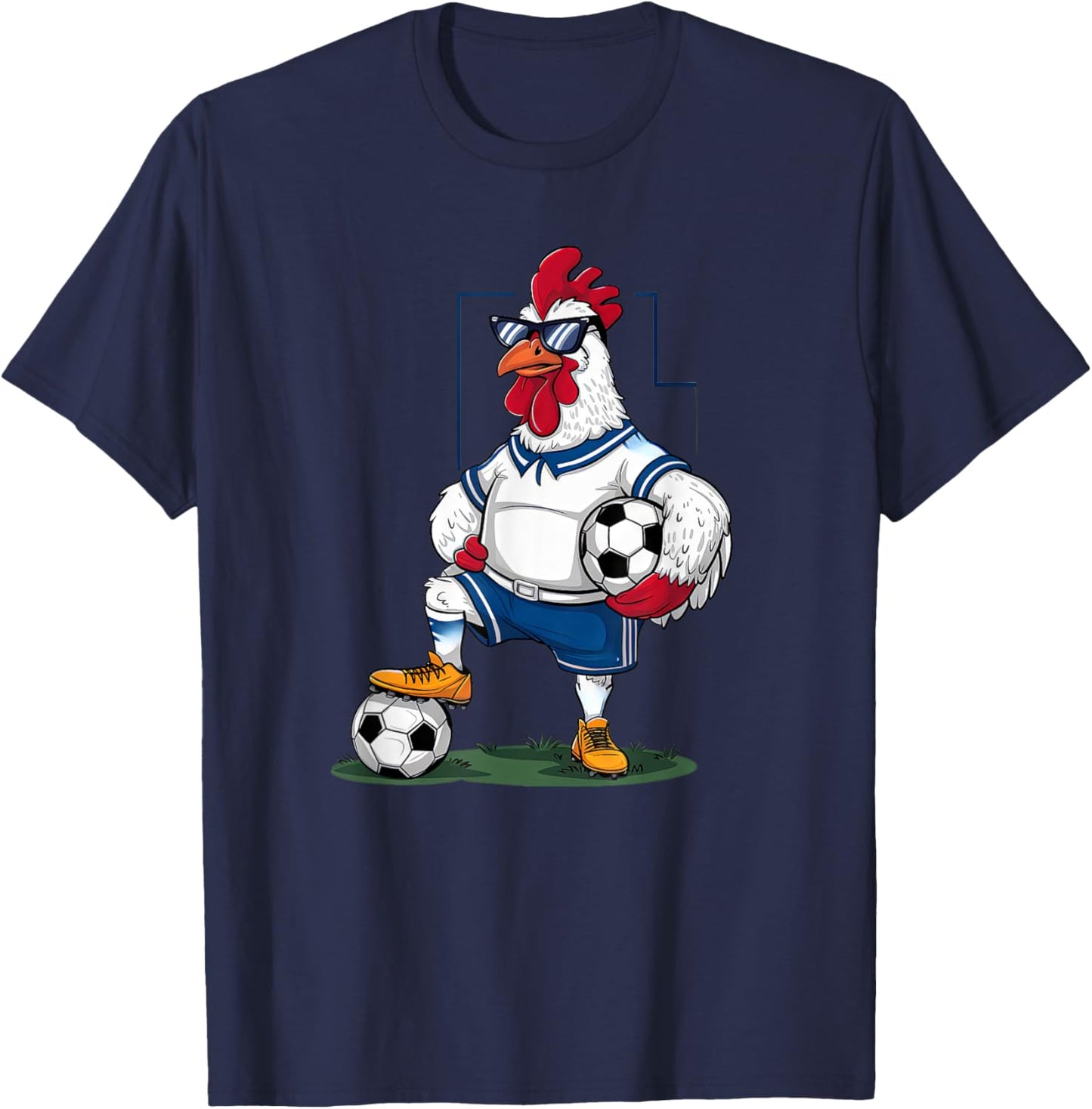 Funny Chicken Soccer Player Sports Design T-Shirt - T-Shirt | Navy
