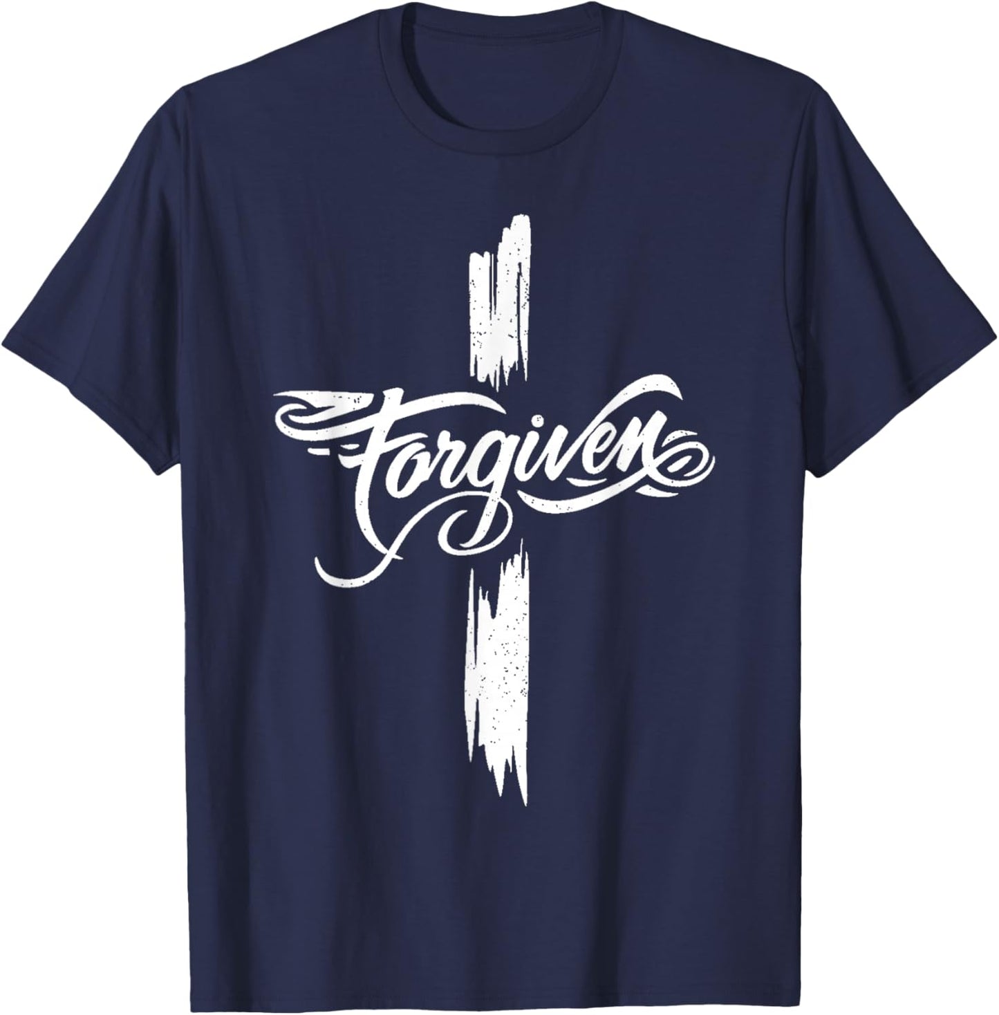 Forgiven Christian Cross Faith Grace T-Shirt - T-Shirt | Navy