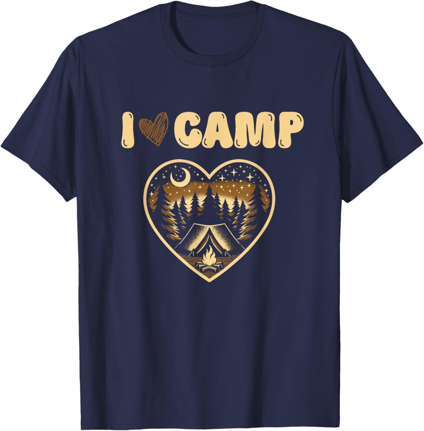 I love camp Funny Glamping Camping Lover Design T-Shirt - T-Shirt | Navy