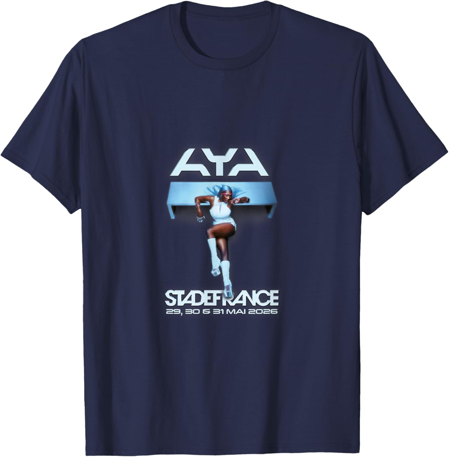 Aya Nakamura Merch Officiel Tournée Stade de France 2026 T-Shirt - T-Shirt | Navy