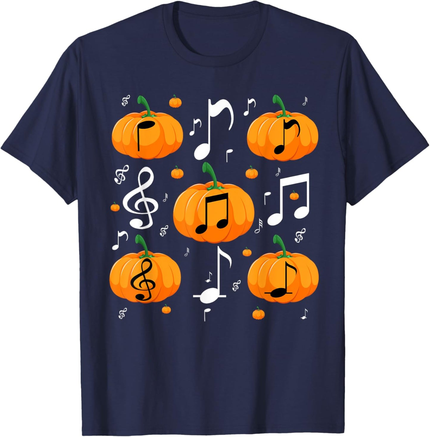 Music Note Pumpkin Fall Costume For Musicians And Teachers T-Shirt - T-Shirt | Navy