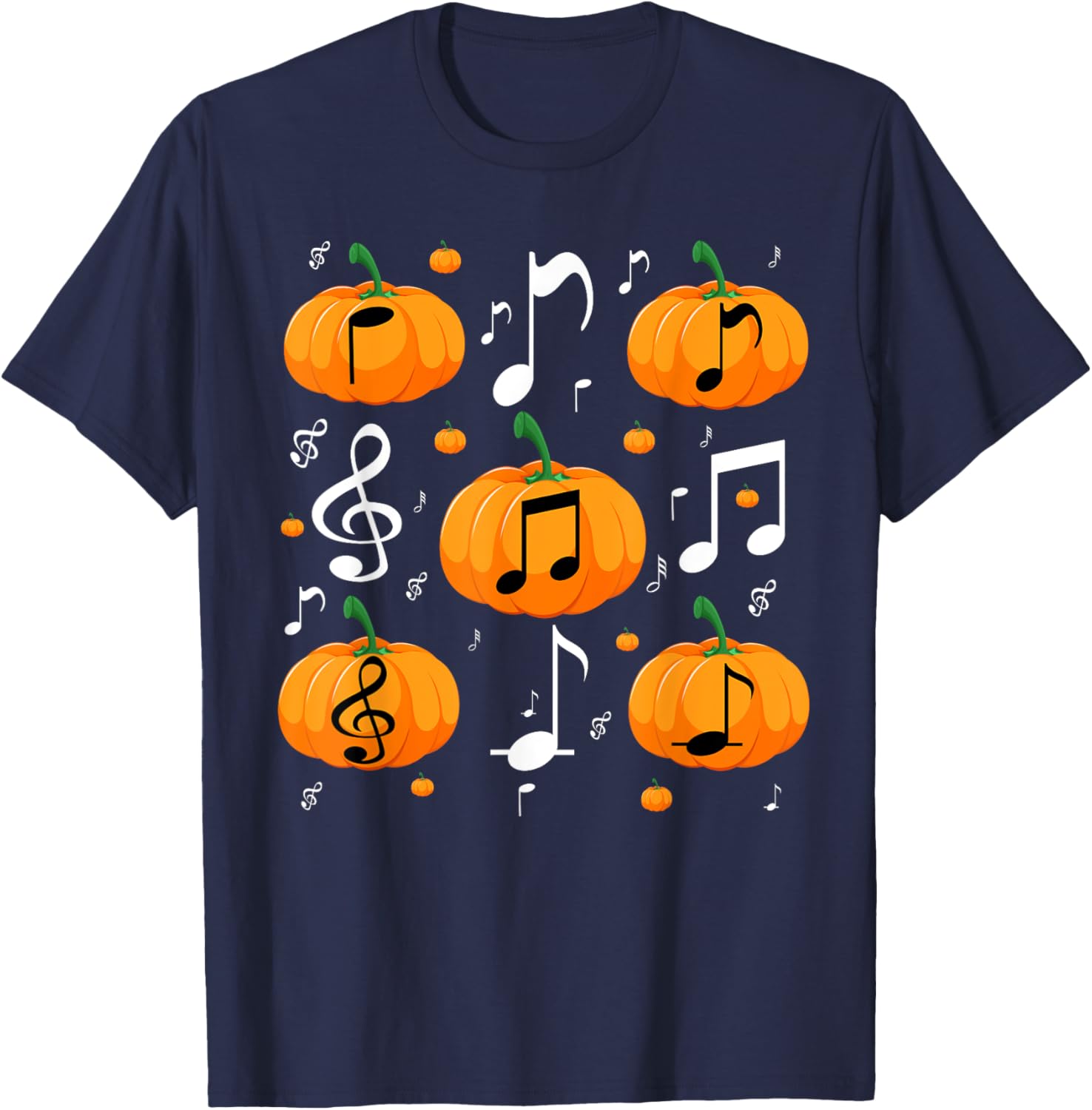 Music Note Pumpkin Fall Costume For Musicians And Teachers T-Shirt - T-Shirt | Navy