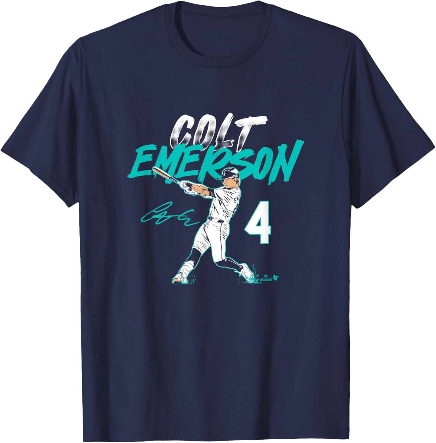 Colt Emerson - Slugger Swing Number - Seattle Baseball T-Shirt - T-Shirt | Navy