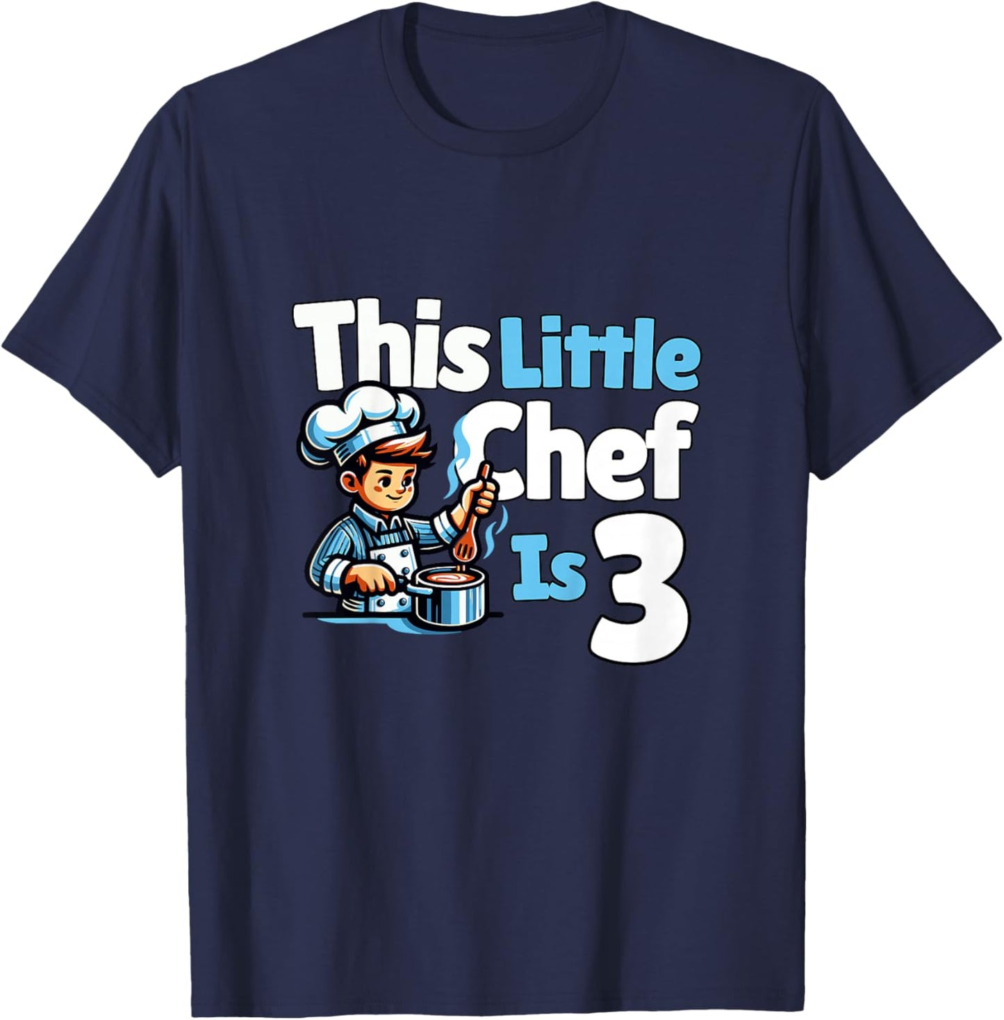 Kids Chef Cooking Kirchen 3 Year Old 3rd Birthday Boy T-Shirt - T-Shirt | Navy