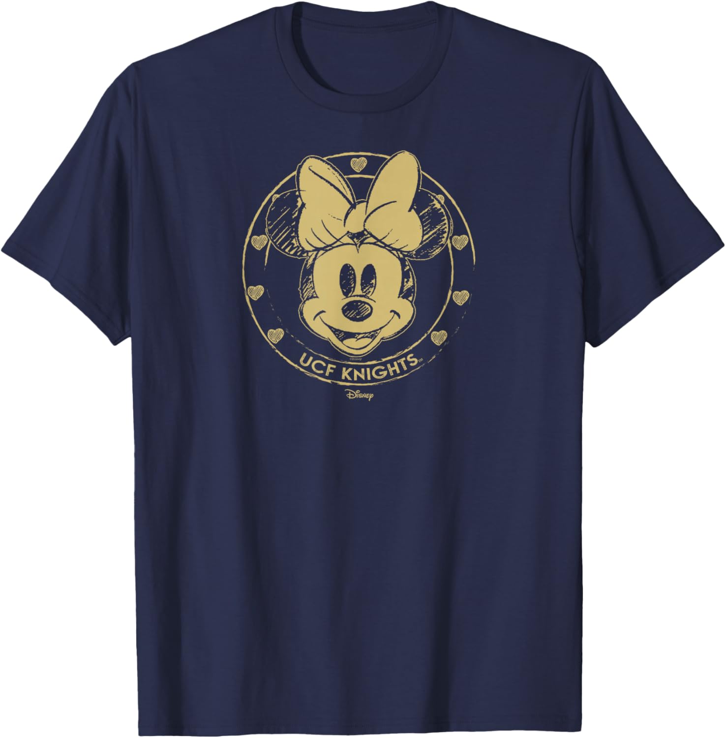 Central Florida Golden Knights Minnie Mouse Sketch Dark Gray T-Shirt - T-Shirt | Navy