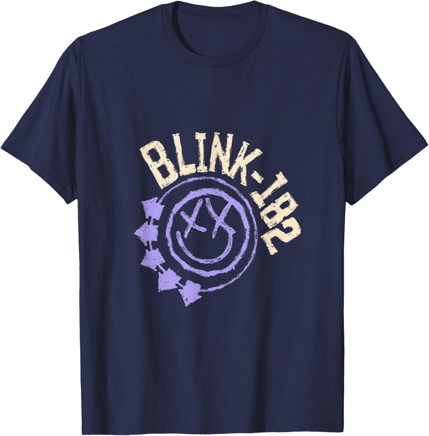 Official Blink-182 Purple Smiley Logo T-Shirt - T-Shirt | Navy