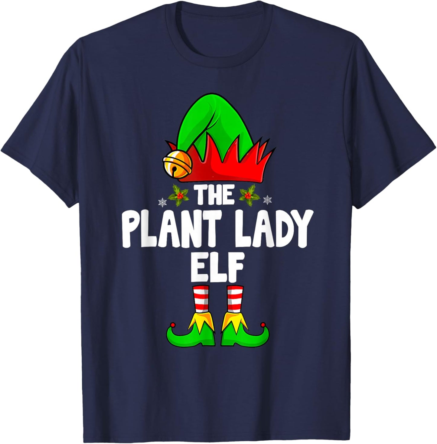 Plant Lady Elf Family Matching Group Christmas Pajama Xmas T-Shirt - T-Shirt | Navy