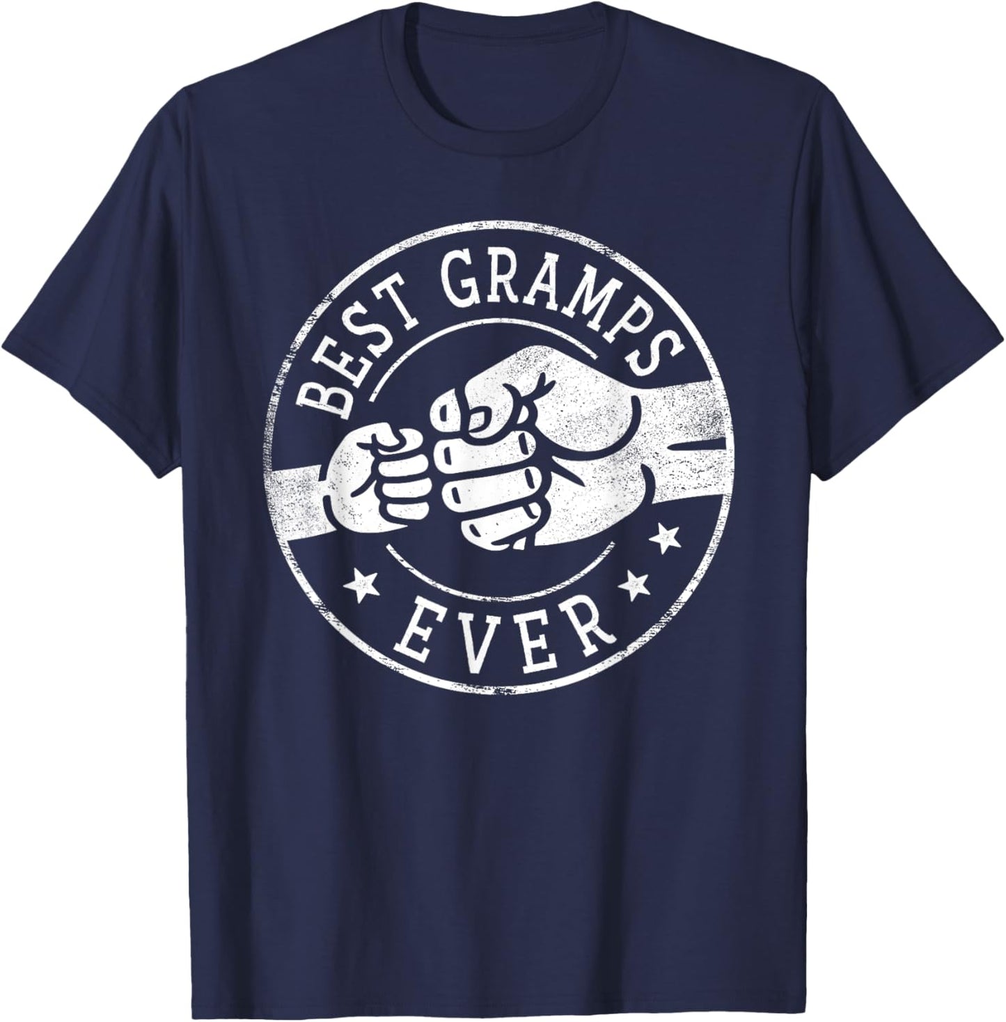 Best Gramps Ever - Fist Bump Circle Emblem Design Gramps T-Shirt - T-Shirt | Navy