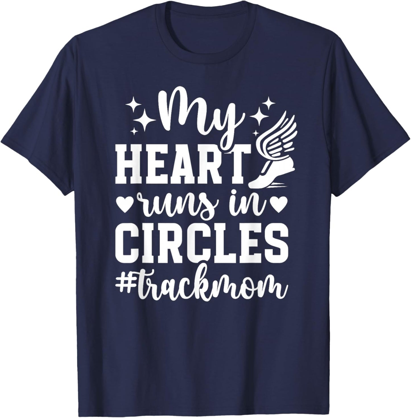 My Heart Track Mom Of A Track And Field Athlete Track Mother T-Shirt - T-Shirt | Navy