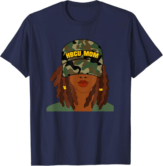 HBCU Mom of Grad Camo Locs T-Shirt - T-Shirt | Navy
