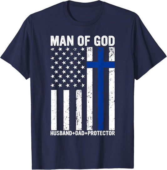 Christian Lovers Man of God Dad Jesus Faith Man of God Dad T-Shirt - T-Shirt | Navy