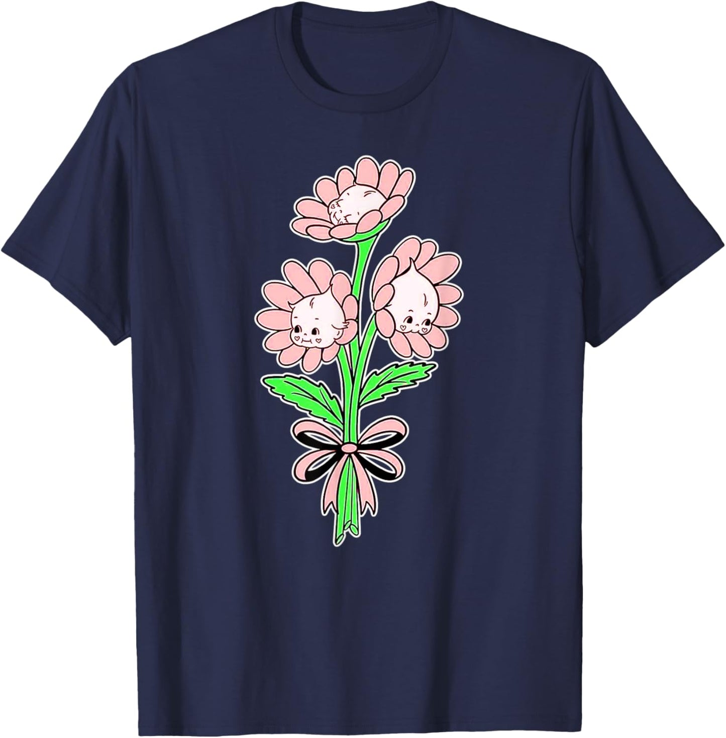Kewpie Baby Flower Bouquet Spring Flowers T-Shirt - T-Shirt | Navy