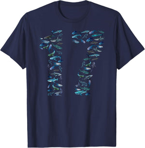 17th Birthday Boy & Girl Seventeen-Year-Old Fish Whale Shark T-Shirt - T-Shirt | Navy