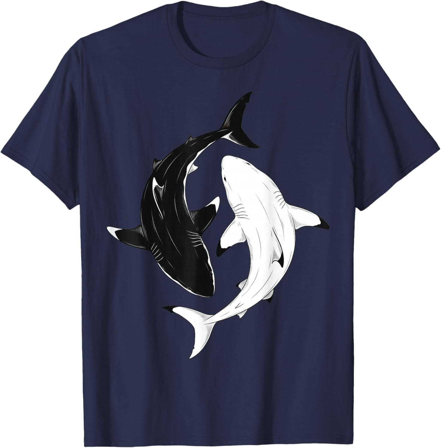 Aesthetic Great White Sharks - Ocean Animal Art T-Shirt - T-Shirt | Navy