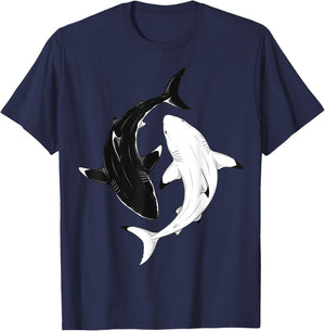 Aesthetic Great White Sharks - Ocean Animal Art T-Shirt - T-Shirt | Navy